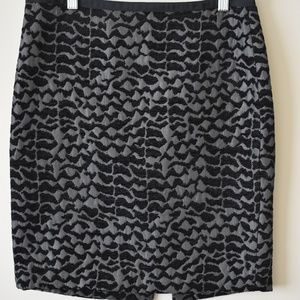 LOFT Silver/Black Animal Print Pencil Skirt
